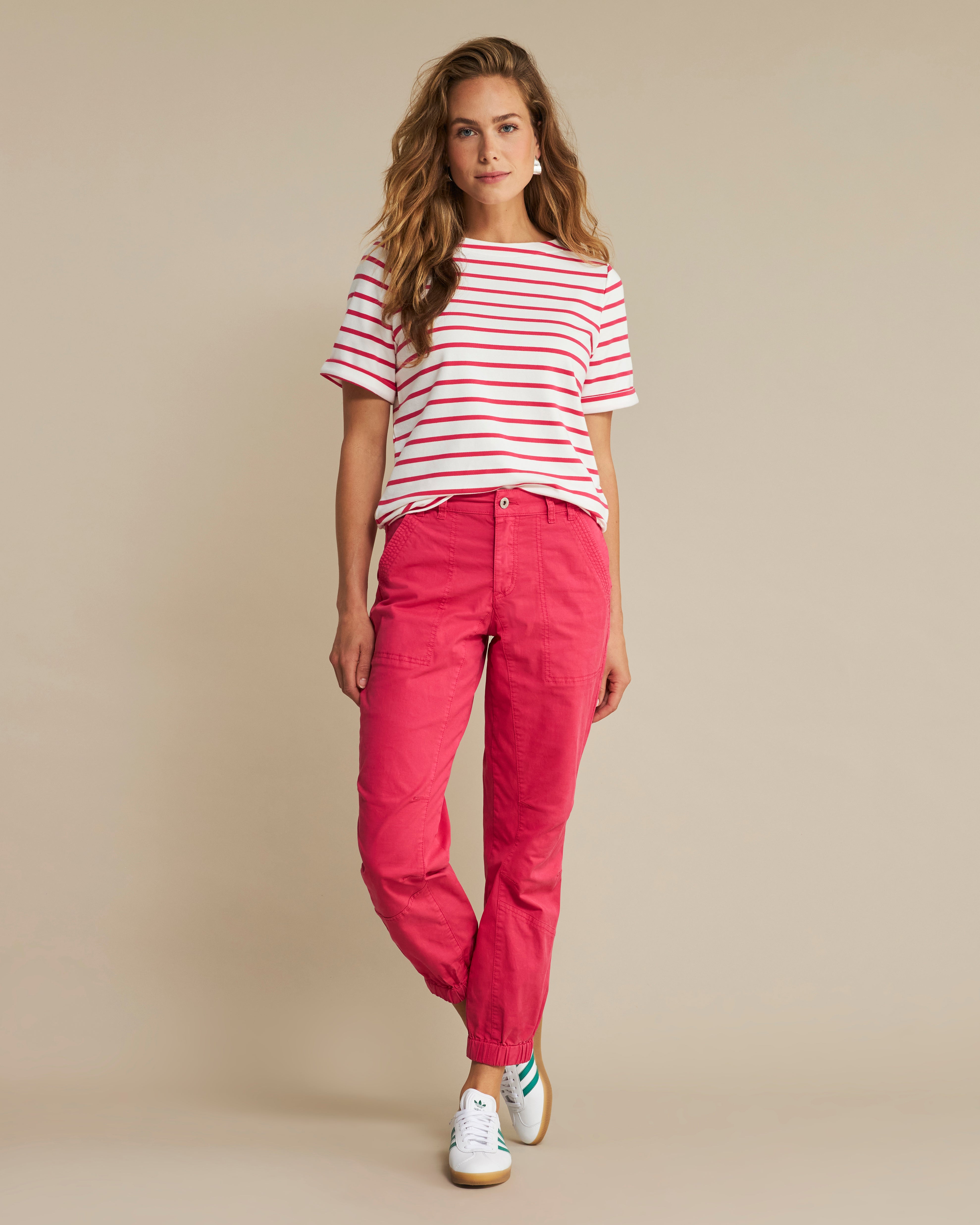 RED BUTTON STRIBET BLUSE