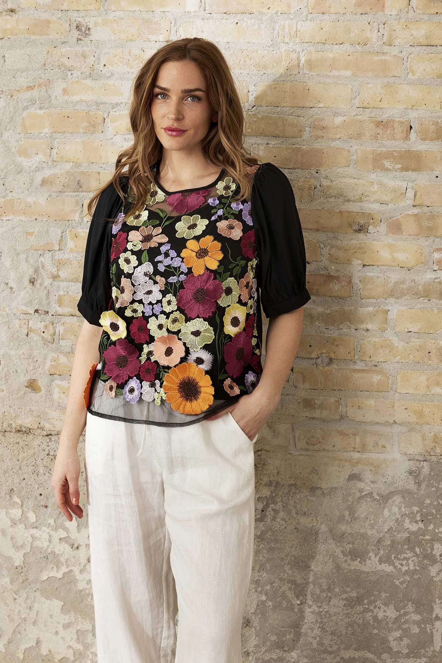 INFRONT BLUSE M BLOMSTER