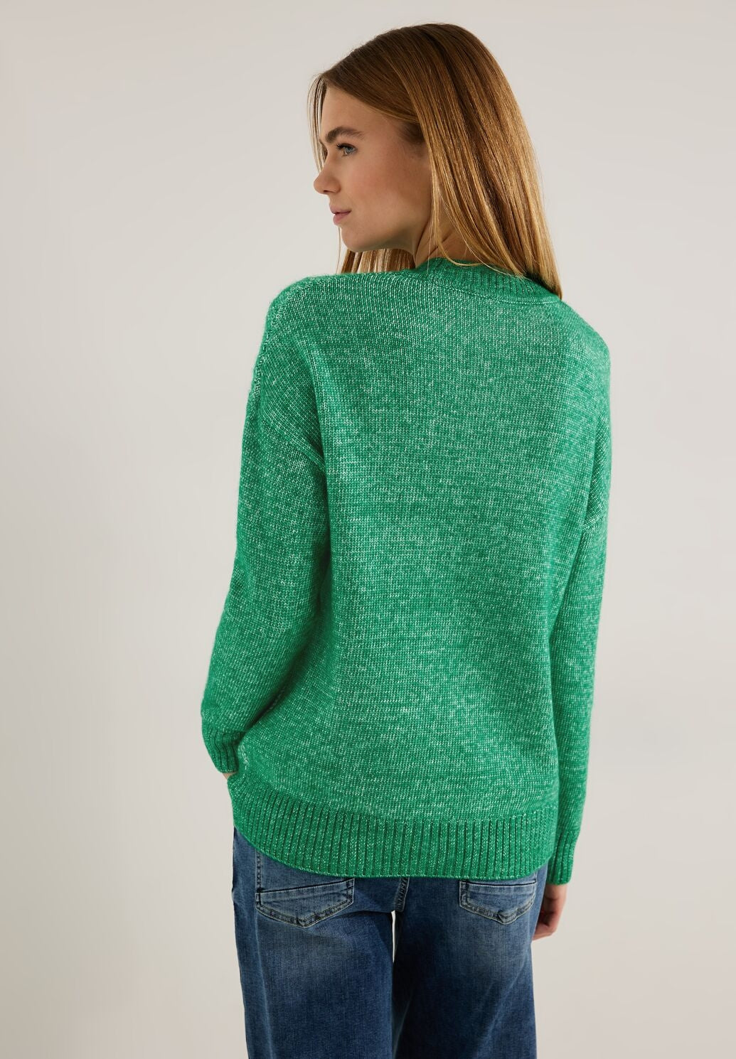 CECIL GRØN STRIK PULLOVER