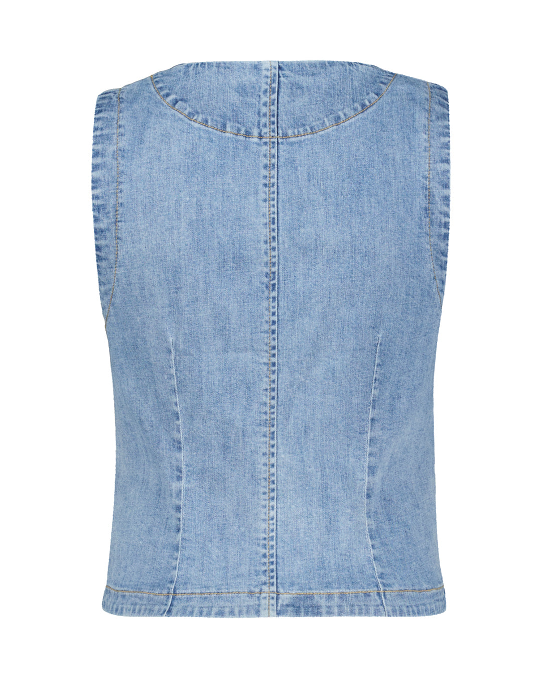 RED BUTTON VEST DENIM